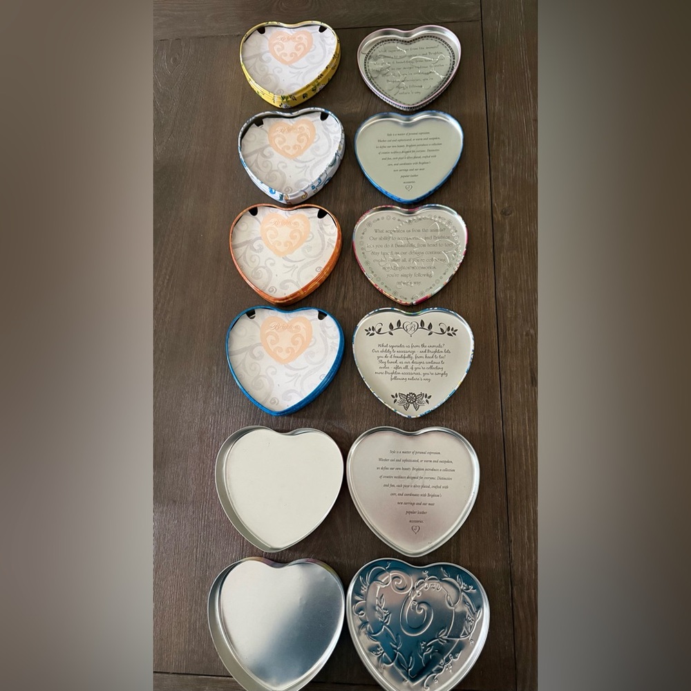 $4.99 Shipping - Six (6) Brighton Large Heart Gift Jewelry Tins - 4 w/inserts - Picture 2 of 4